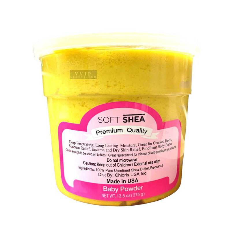 SoShea Whipped African Shea Butter|For All Hair Textures & Skin Types|Original Unrefined Raw Shea Butter |Premium Quality 13.50oz (Baby Powder) (B00104)
