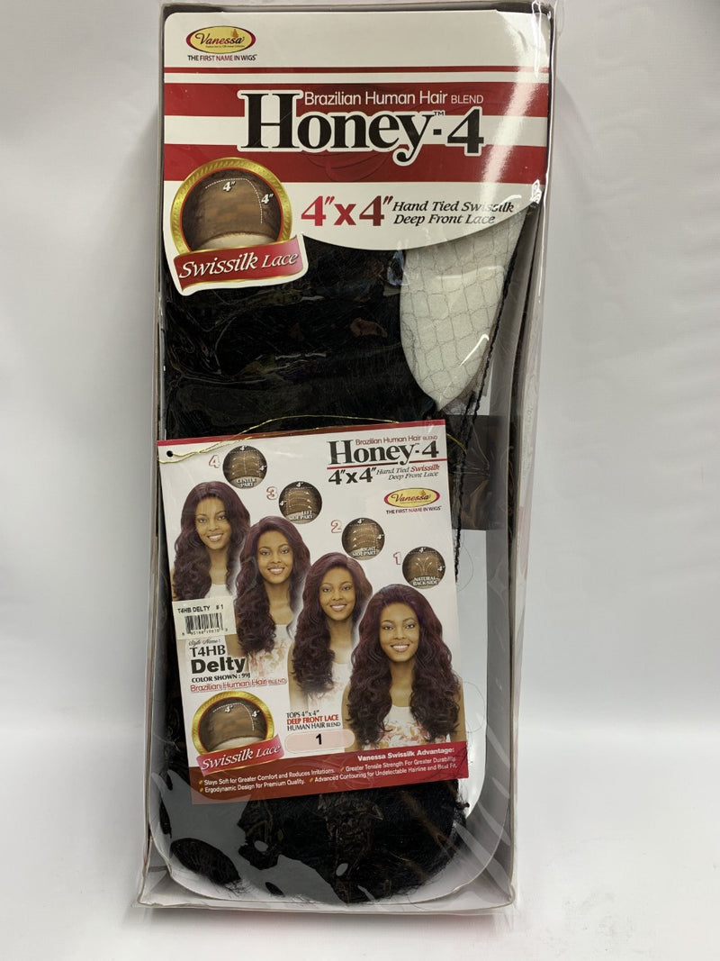 T4HB Delty Vanessa Hair Lace Front Wig 4"X4" Lace Part Closure Human Hair Blend (01)
