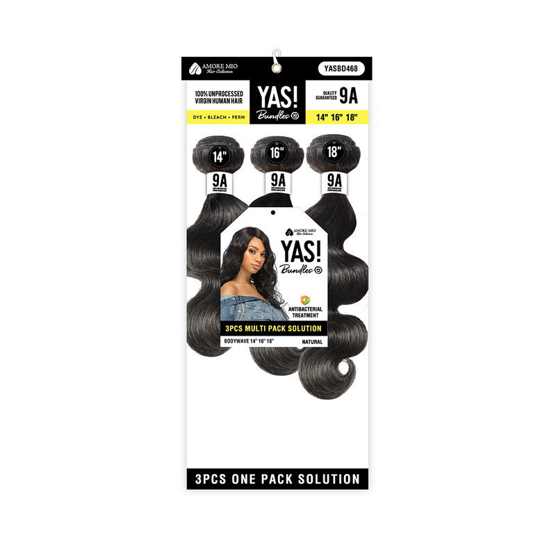 YAS Body Wave Multi Pack 14" 16"18"-100% Natural Brazilian Bundle Hair