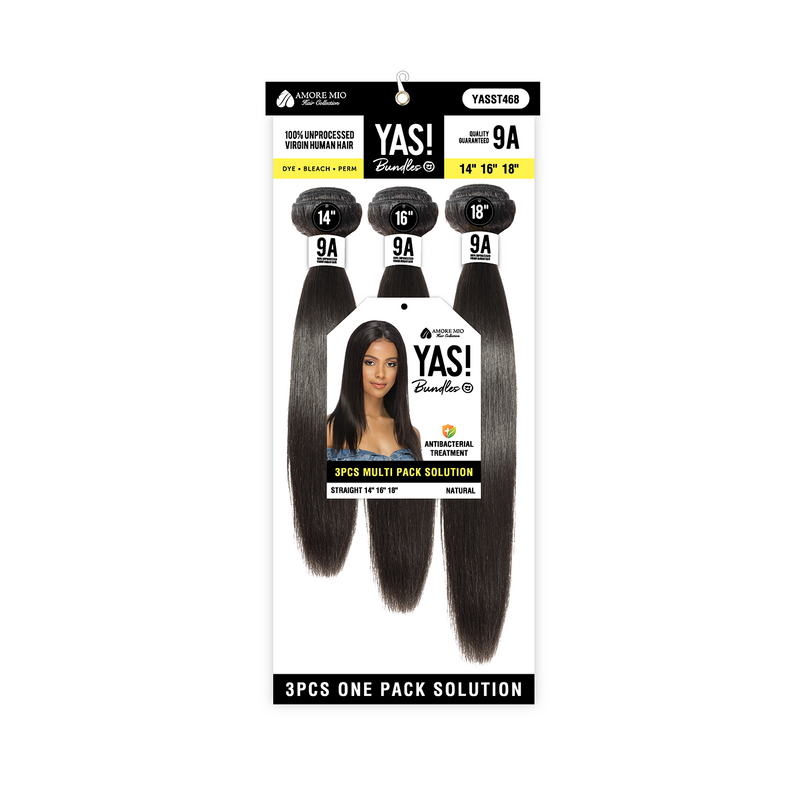 YAS Straight Multi Pack 14" 16"18"-100% Natural Brazilian Bundle Hair