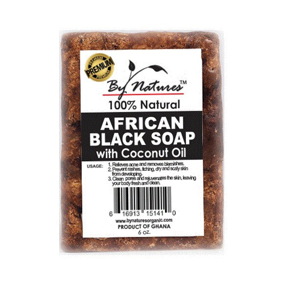 100% Natural african black soap 7oz -Coconut oil (B00053)