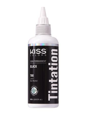 KISS COLORS Tintation Semi-Permanent Hair Color-T998 - Black 5oz (S7)