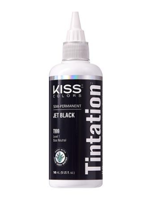 KISS COLORS Tintation Semi-Permanent Hair Color-T999 - Jet Black 5oz (S6)