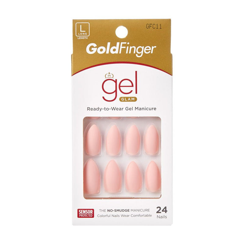 Gold Finger Gel Glam Matte Pink Stiletto Nails Long 24 CT GFC11 (42)