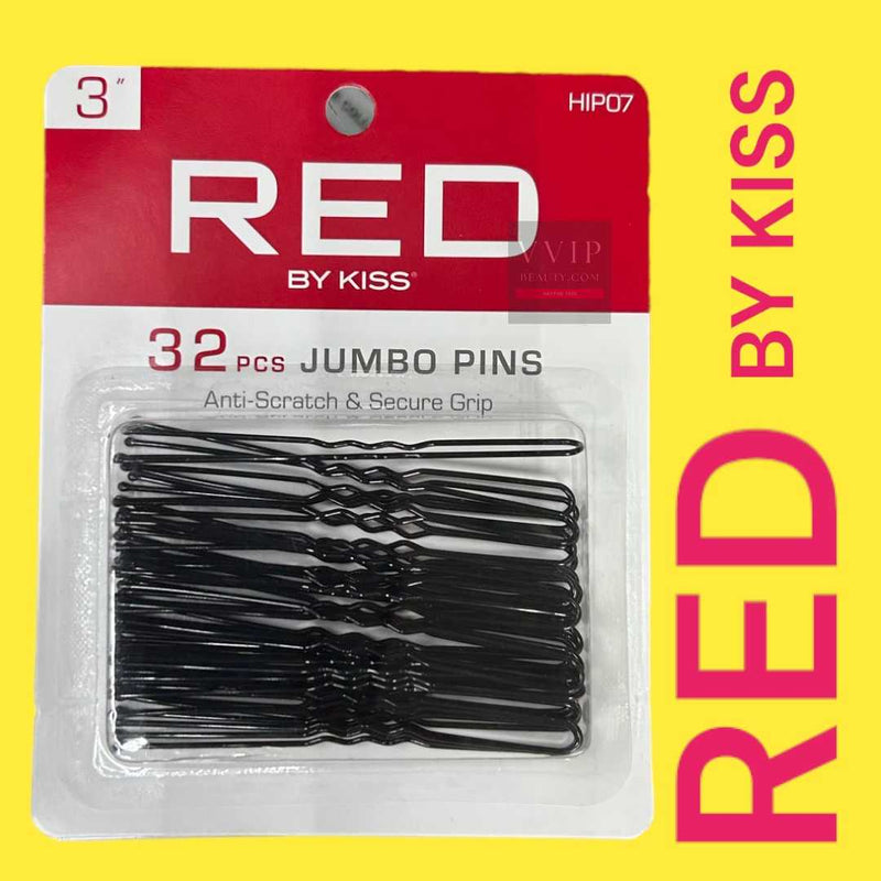 RED JUMBO HAIR PINS 3" 32CT Black HIP07