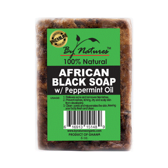 100% Natural african black soap 7oz -Peppermint (B00053)
