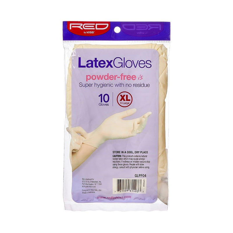 RED POWDER-FREE LATEX GLOVES XL10CT