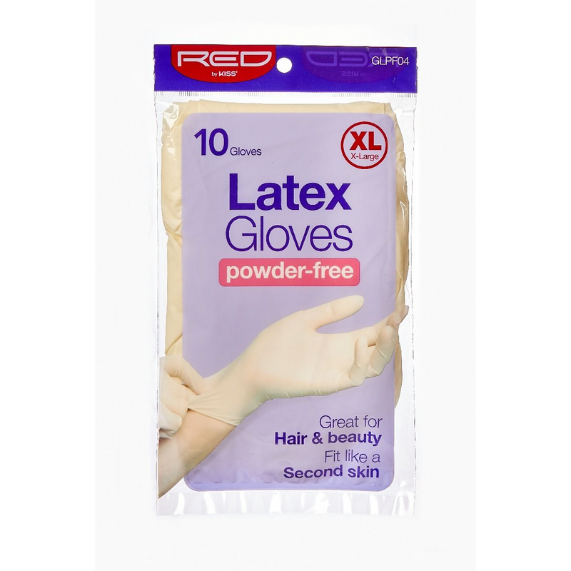 RED POWDER-FREE LATEX GLOVES XL10CT