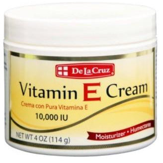 De La Cruz Vitamin E Cream 10,000 IU, Allergy Tested, No Artificial Colors, 4 OZ.